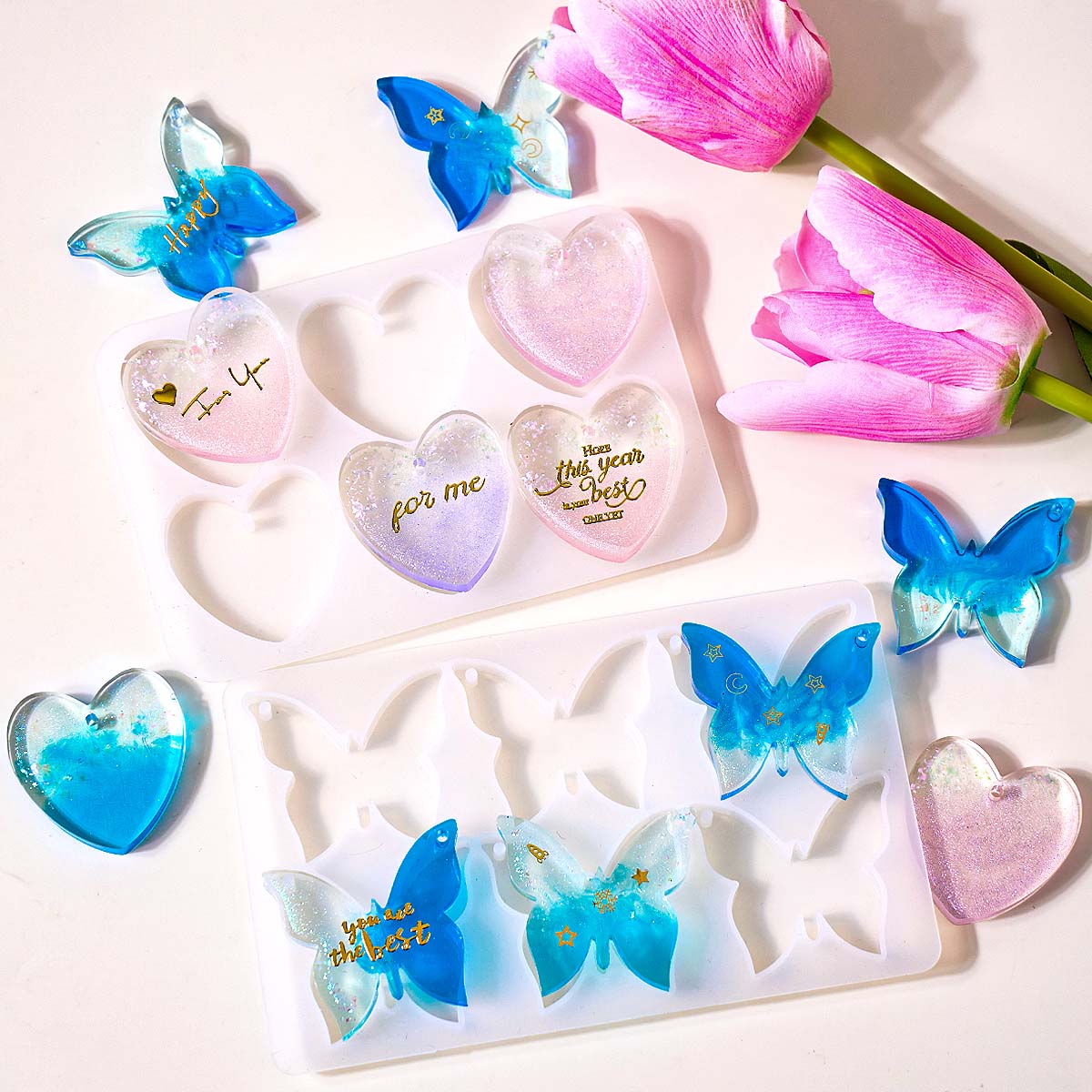 Resin Mold Jewelry - قالب سيليكون للأقراط بستة فتحات، قوالب