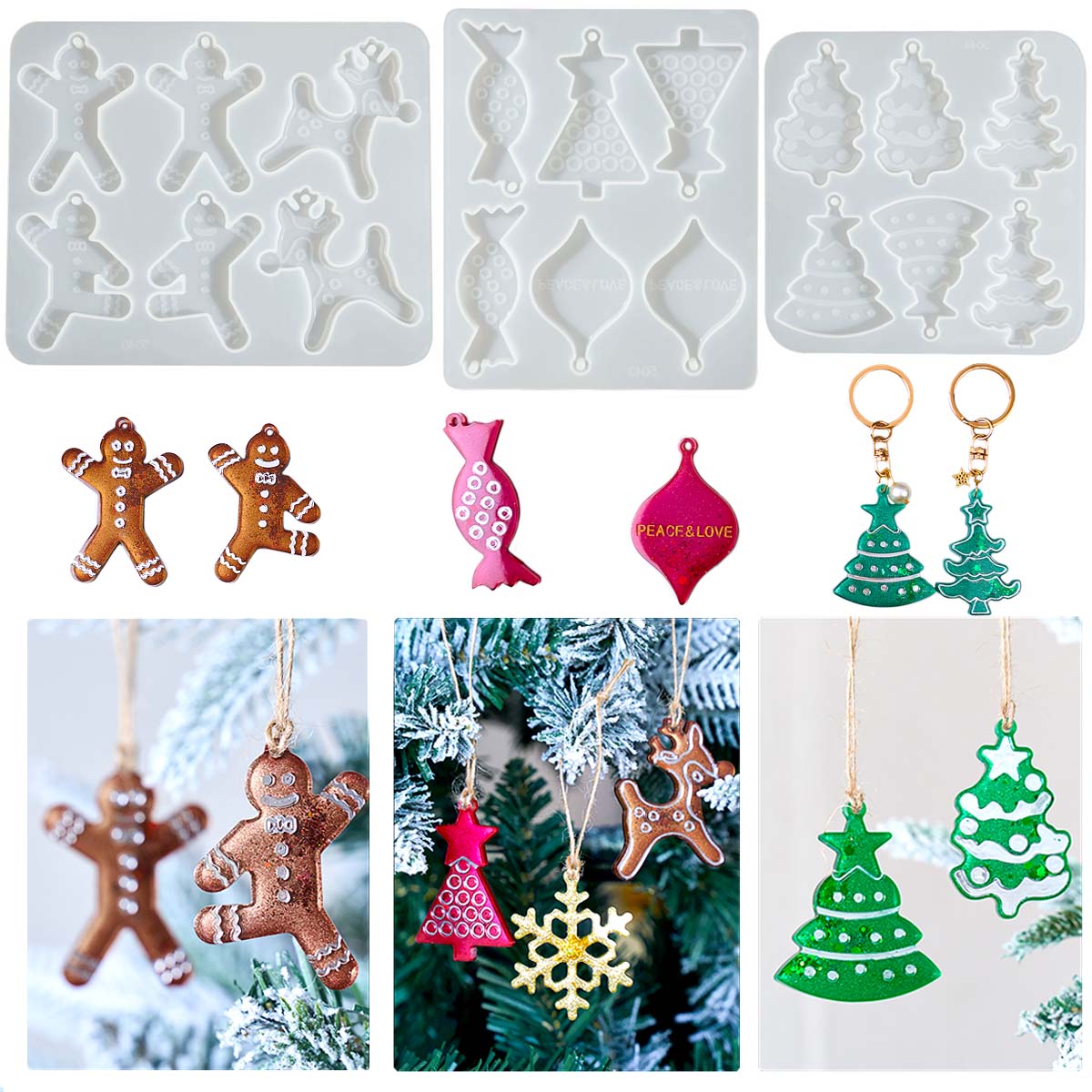 Resin Mold Jewelry - عيد الميلاد سلسلة أقراط قلادة قالب