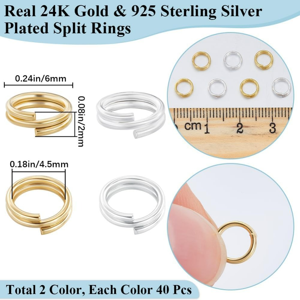 1 صندوق 80 قطعة حلقة الانتقال  - مراجعة Jewelry Making Silver وسعره